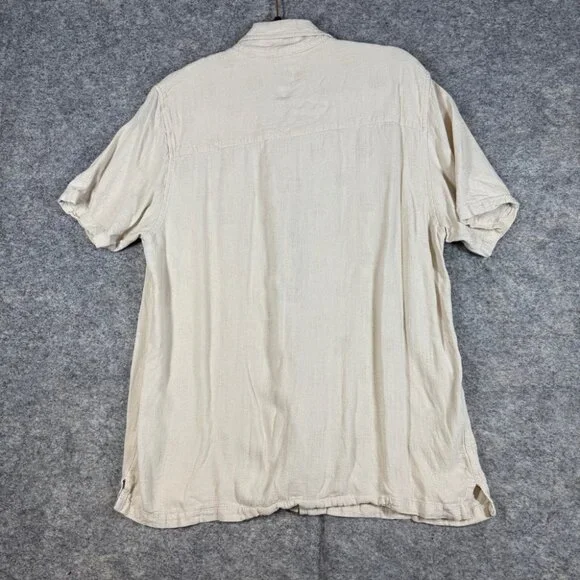 Common People Linen Blend Textured Polka Dot Button Up Shirt Size L Resort Wear - Picture 10 of 14